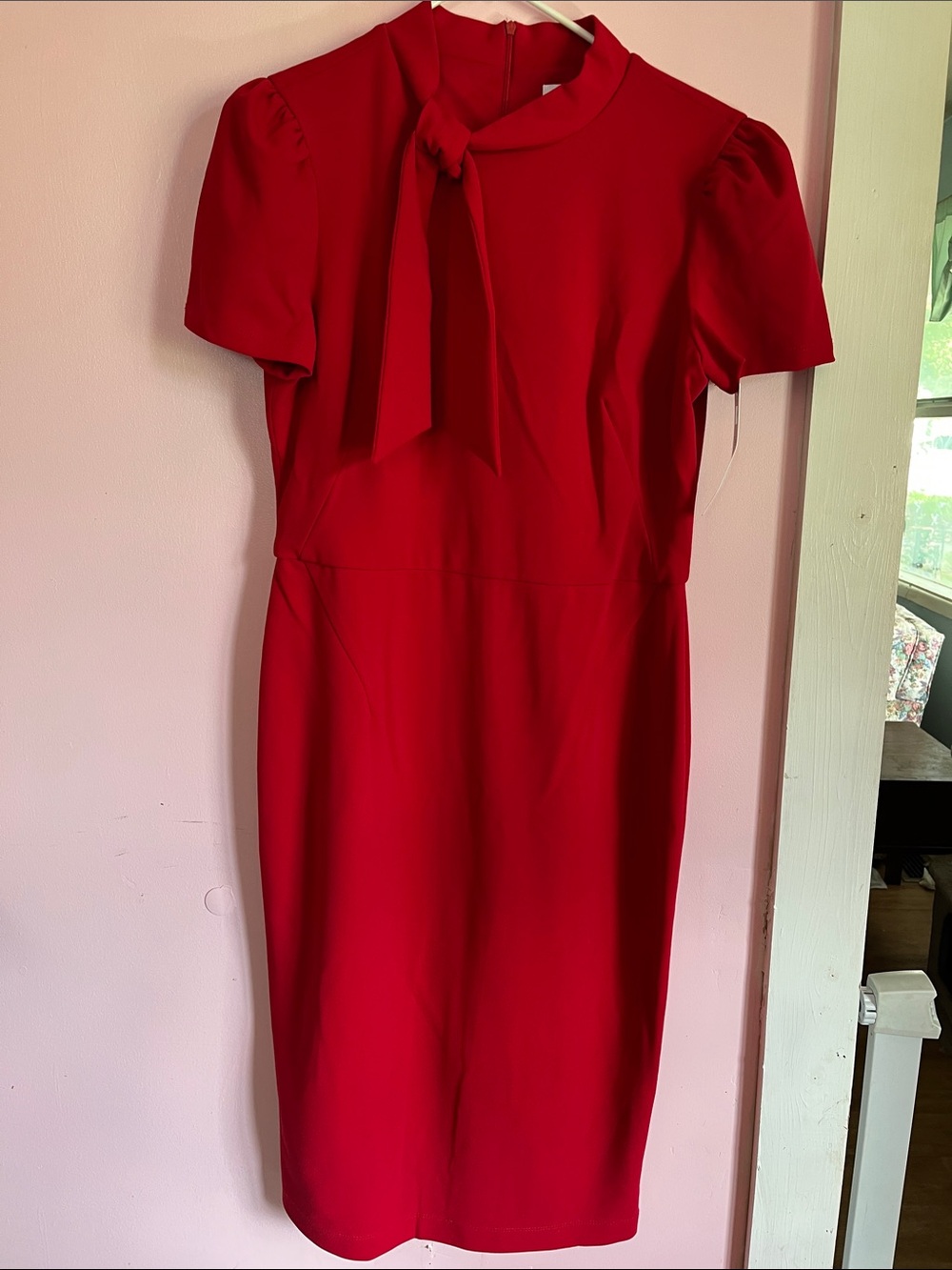 Liz  Claiborne Red Tie-Neck Sheath Dress